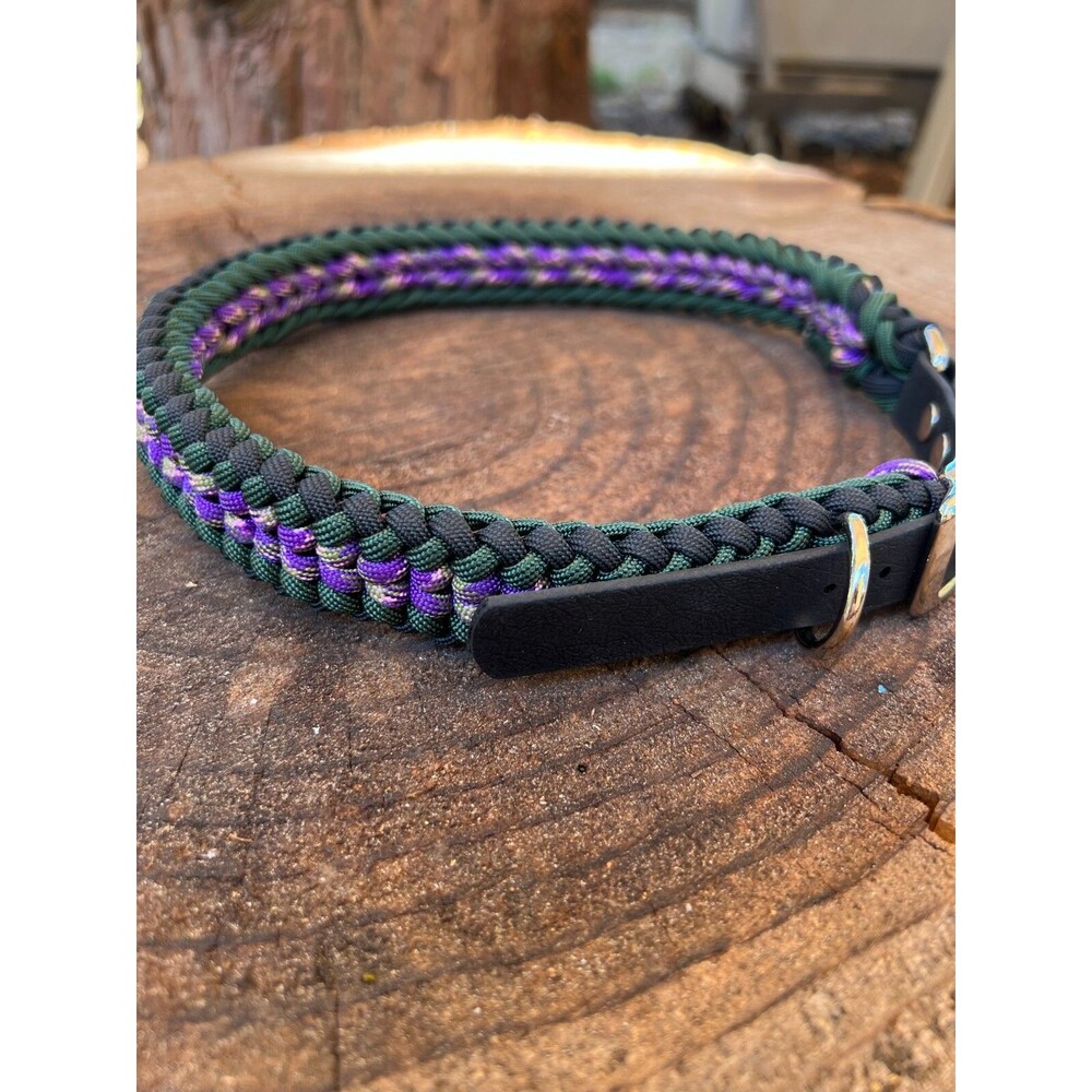 Fits 21-23 in. Neck Size, Paracord Adjustable Dog Collar HANDMADE NEW